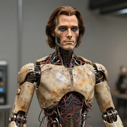 animatronic Christian Bale, exposed wires, photo, Stan Winston studios, detailed, 4k