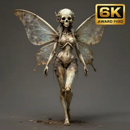 full body pose, beautiful adult skull fairy, dirty, grungy, grunge, highly detailed, 4 k, hdr, smooth, sharp focus, high resolution, award - winning photo, artgerm, photorealistic