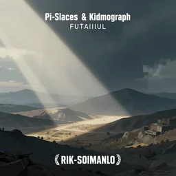 futuristic beautiful album cover design by Pi-Slices and Kidmograph, beautiful digital illustration