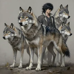concept art of anthropomorphized wolf, highly detailed painting by dustin nguyen, akihiko yoshida, greg tocchini, 4 k, trending on artstation, 8 k