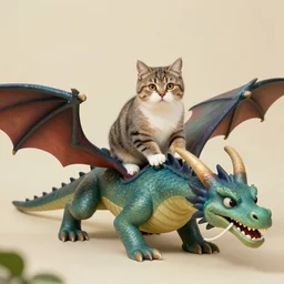 cat riding a dragon