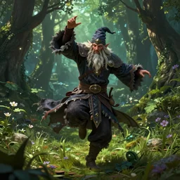 a funky wizard dancing in a green glade, skyrim pc screenshot