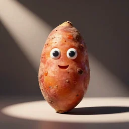 peter the sweet potato looking at camera. vegetable, minimal. funfair