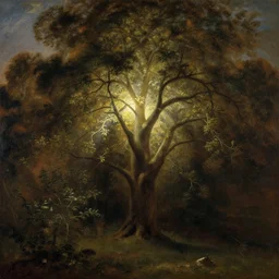 a tree of omnious light painted by thomas cole