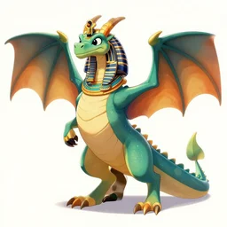 fullbody egyptian dragon character design of a egyptian dragon. egyptian dragon deviantart adoptable, deviantart species style of maple story and zootopia, portrait studio lighting by jessica rossier and brian froud in the style of disney, traditional artstation