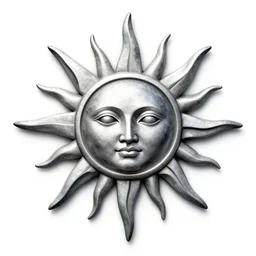 a silver sun tattoo design on a white background, a tattoo by xul solar, polycount contest winner, sots art, tattoo, hd mod, airbrush art