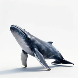 adorable humpback whale, studio photography, full body, isolated on a pure white background, centered, entire subject in frame, sharp focus, soft studio lighting