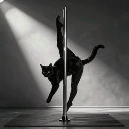 poledancing black cat