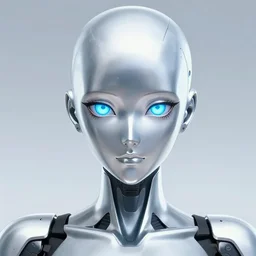 An anime portrait of Ssunbiki as a futuristic platinum android with a metal face and glowing azure eyes from Skyrim, by Stanley Artgerm Lau, WLOP, Rossdraws, James Jean, Andrei Riabovitchev, Marc Simonetti, and Sakimichan, trending on artstation