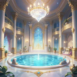 fantasy magical anime royal castle bathhouse interior