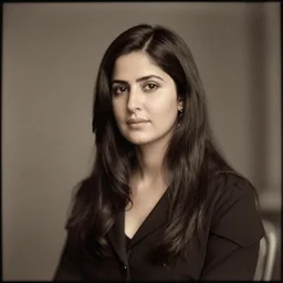 a vintage photograph of Katrina Kaif by Julia Margaret Cameron, portrait, 40mm lens, shallow depth of field, split lighting