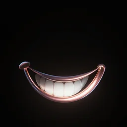 a smile, black background, digital art