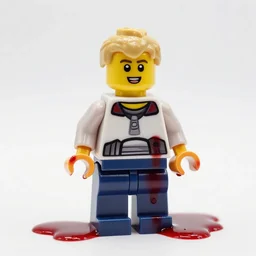 disassembled lego figure leaking blood