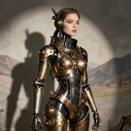 photography of beautyful female android steampunk by paolo roversi,
