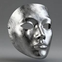 concept design for a solid plate featureless metallic mask, 3 d render, volumetric lighting, unreal engine, reflective material, intricate texture