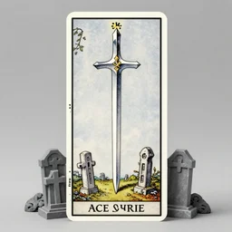 valkyrie graveyard resembling the ace of swords tarot card by greg rutkowski