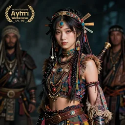 detailed ultrarealistic photography of cyberpunk hippie warrior japanese girl, wayne barlowe, greg rutkowski, greg hildebrandt cinematic, full shot