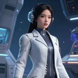 epic professional digital art of stunning gorgeous asian female starship scientist, by leesha hannigan, iris van herpen, artstation, cgsociety, wlop, epic, much wow, much detail, gorgeous, detailed, masterpiece