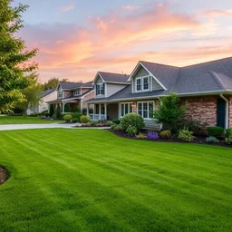 photograph of suburban property with lawn