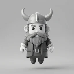 viking skulle with braided beard hovering in the air facing forwards, grayscale, avatar, portrait