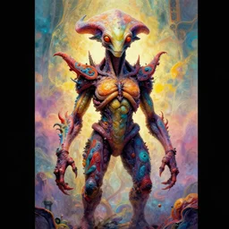 exquisite, imaginative alien creature poster art, humanoid, colourful movie art, by lucusfilm weta studio alphonso mucha tom bagshaw james jean frank frazetta
