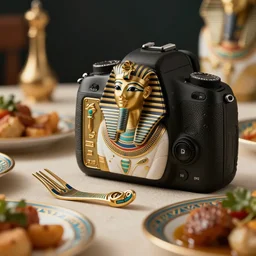 close - up focused dslr photograph of an egyptian dinner, 8 k, high detail, volumetric lighting, hyperrealism, aesthetically pleasing, studio lighting, trending