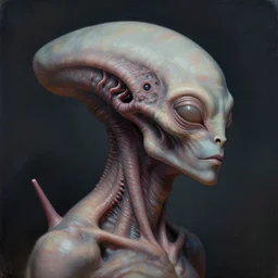 futuristic extraterrestrial portrait, three quarter view, gills, dramatic lighting, painted by andreas rocha