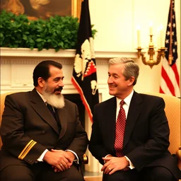 saddam hussein meeting george w. bush in the white house.