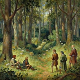 greg manchess painting of a forest landscape in the middle ages, painting, trending on artstation, by ismail inceoglu and by craig mullins and by kilian eng and by jake parker