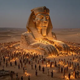 hundreds of slaves building a giant monumental statue in the middle of the desert, lit by candles, digital painting, artstation, concept art, craig mullins, breathtaking, 8 k resolution, extremely detailed, beautiful, establishing shot, artistic, hyperrealistic, octane render, cinematic lighting, dramatic lighting, masterpiece, light brazen, extremely detailed and beautiful face