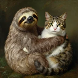 new species that looks like a hybrid between a sloth and a cat, photorealistic, natural lighting, painting by albrecht durer