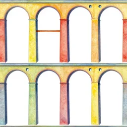 seamless pattern of large colorful aqueduct in escher style