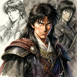 portrait, the medieval hero, watercolor, dramatic lighting, cinematic, establishing shot, extremely high detail, foto realistic, cinematic lighting, pen and ink, intricate line drawings, by Yoshitaka Amano, Ruan Jia, Kentaro Miura, Artgerm, post processed, concept art, artstation, matte painting,