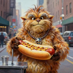 jabba the hutt as a hot dog vendor in nyc 1 9 9 2, oil painting