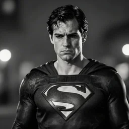 night lowlight backlit hd detailed cinematic photo 35mm Leica Zeiss superman tired angry injustice monochrome Closeup portrait