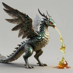 a creature covered in scales and feathers spitting acid, fantasy, elegant, digital painting, artstation, concept art, matte, sharp focus, illustration, art by geof darrow