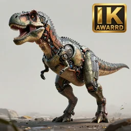 detailed concept art of a cyborg t - rex by james gurney in the style of yoshitaka amano, depth of field, unreal engine, 8 k, sharpness, artstation, award - winning realistic sci - fi concept art,