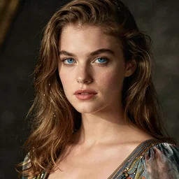 a gorgeous American women with pretty blue eyes in a dress