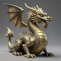 3d dragon sculpture, hyperdetailed skin, studio lighting