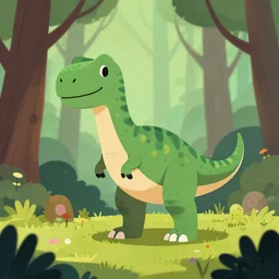 an illustration of a dinosaur 6 2 5 q in the woods, trending on artstation, central composition, very cartoon, shape focus, high detailed, by anton fadeev 2 bos