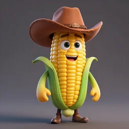 john cornyn as a pixar character with a corn on the cob body and cowboy hat, 3 d, octane render,