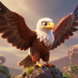 🦅, disney, pixar, 8 k, hd, dof, kodak film, volumetric lighting, subsurface scattering, photorealistic, octane render, details