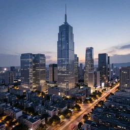highly detailed octane render of a city at twilight