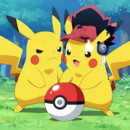 pickachu brutally murdering ash with a pokeball