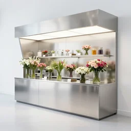 flower shop design by white science labotory, made of stainless steel