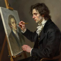 dorian gray's painting being painted by basil halward, digital painting