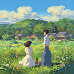 a beautiful scenic painting by artgerm and makoto shinkai and wes anderson and spike jonze