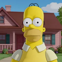 movie scene portrait closeup, real life homer simpson in front of house, natural lighting by emmanuel lubezki
