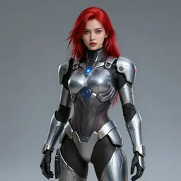 girl in a futuristic armor with red hair by Ilya Kuvshinov