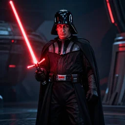 darth putin with red lightsaber on death star